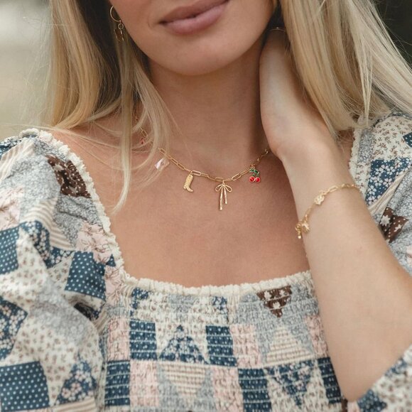 Charm Necklace-14K Gold/Silver Plated Charm Necklace Shell Conch Shell Turtle St - Picture 3 of 6